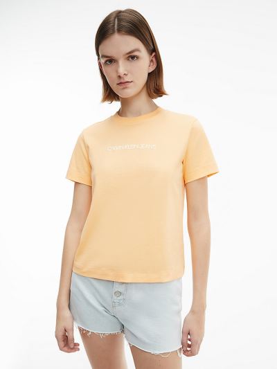 Calvin Klein Ruhák HU803055 | Calvin Klein Organic Cotton Logo Női Póló Narancssárga